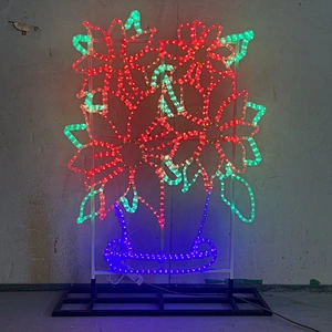 2D Custom large  Flower pot Holiday Christmas Ramadan  Outdoor waterproof landscape decoration  led motif light