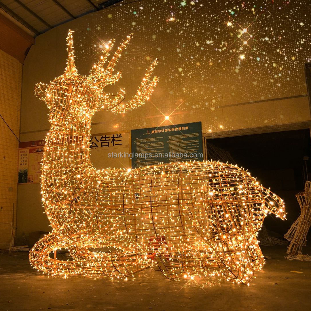 3D LED Christmas   Warm white deer Reindeer Outdoor waterproof luminescence  String Deer Lights Motif Light