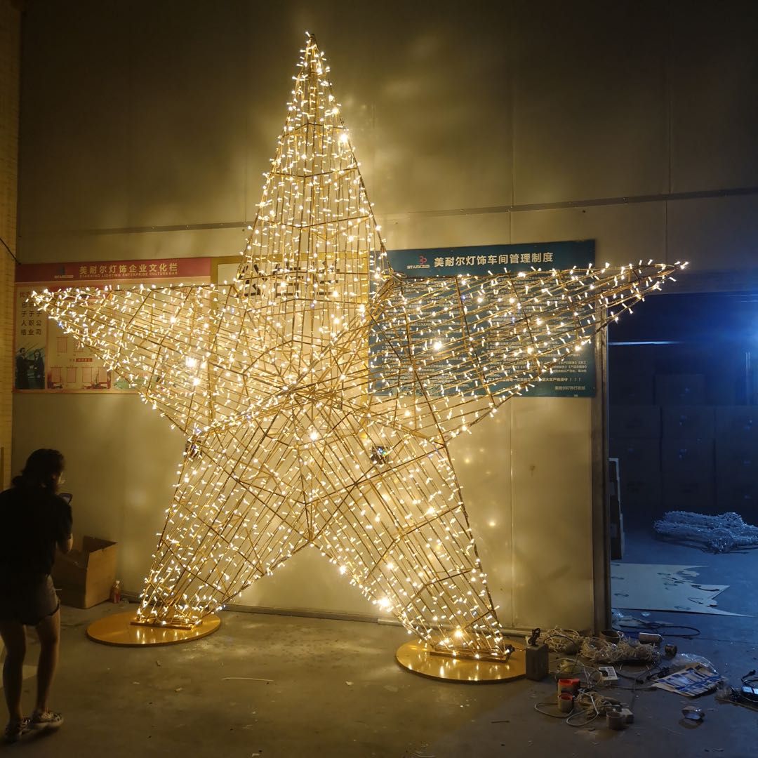 3D LED Christmas pentagram Outdoor waterproof luminescence  String Deer Lights Motif Light