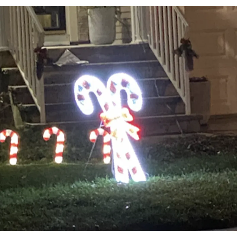 Can hang or stand 2D LED Candy Cane with Bow motif outdoor  rope light motif lights with timer for Christmas for US supermarket