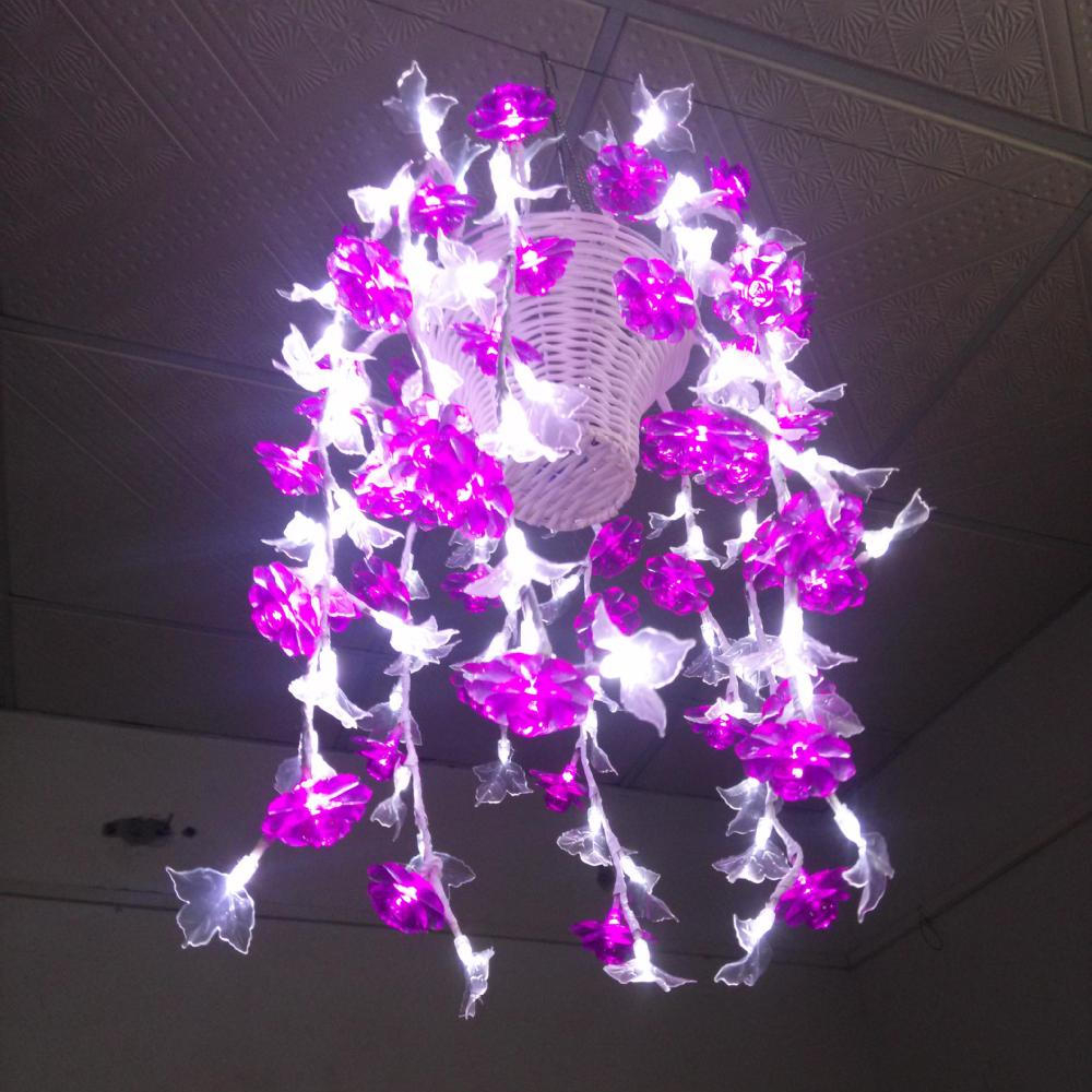 Indoor hanging basket potted flower simulation luminous decoration led motif light