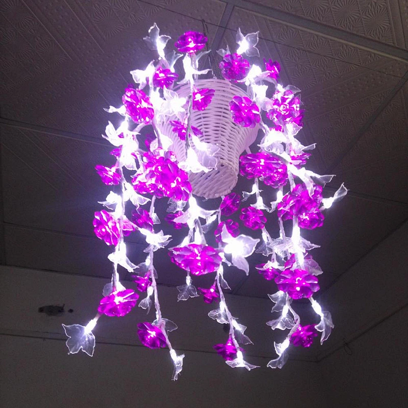 Indoor hanging basket potted flower simulation luminous decoration led motif light