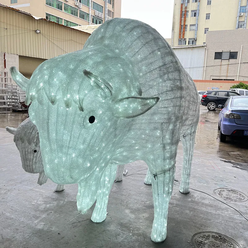 3D Parent-child cattle white light Christmas ornaments LED Sculpture motif light landscape customized  luminous decoration