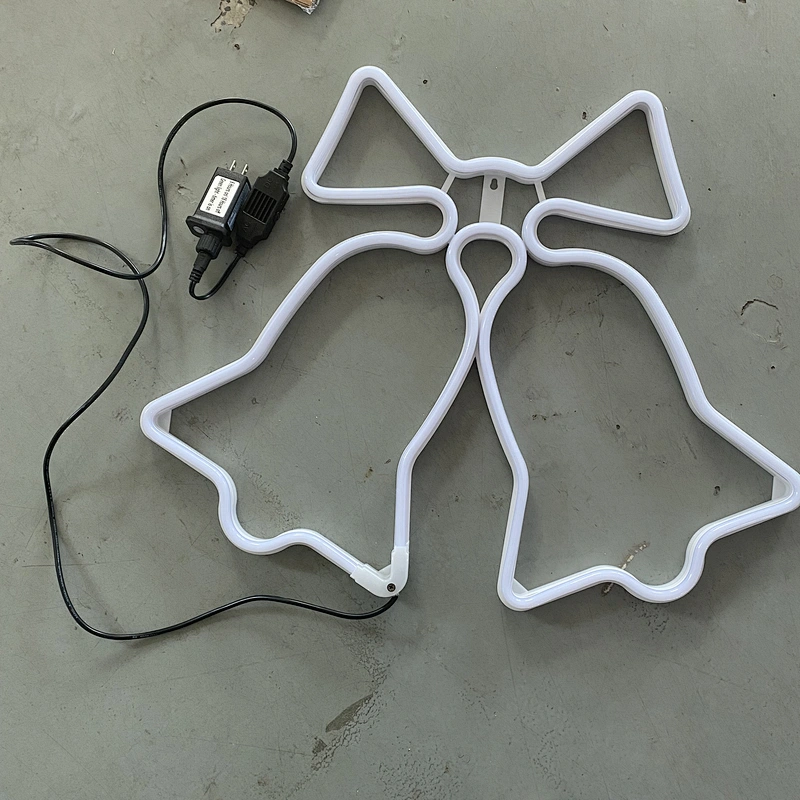 RGWW color changing 2D led NEON light IP65 hanging double bell  motif lights with timer for north-American market