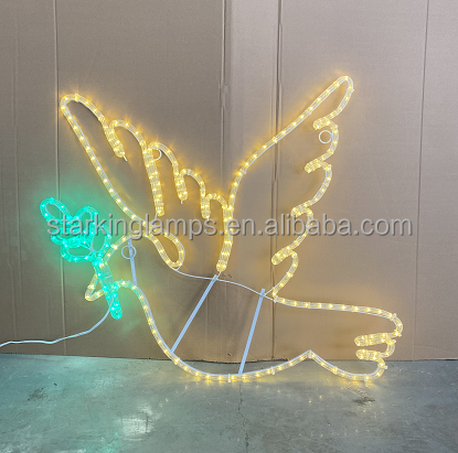 Warm white dove iron frame customizable  IP65 2D hanging  luminous Christmas  LED motif light  decoration