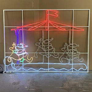 2D LED  motif outdoor  3 Santa Merry-go-around with animated effect decorative lights for Christmas decoration