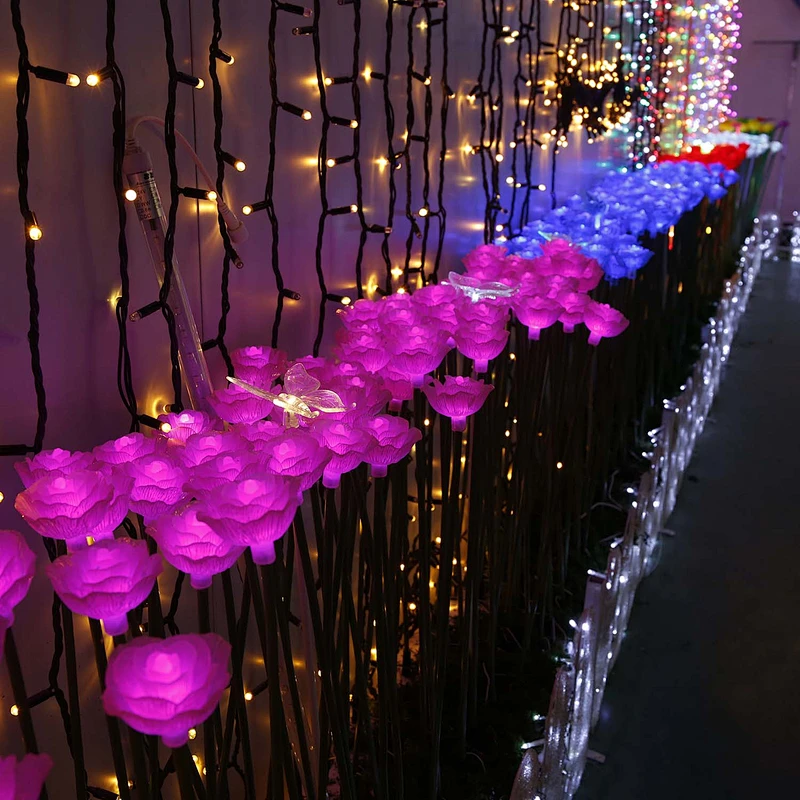 Artificial luminous rose Garden courtyard landscape home pathway decoration waterproof  led flower lights