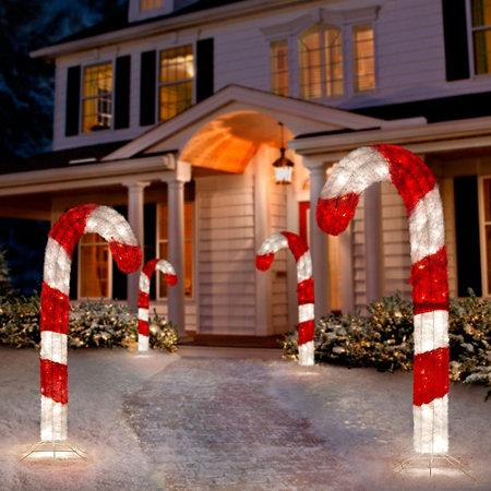 STARKING  outdoor decoration Christmas led motif light up holiday acrylic green candy cane stick wands lights