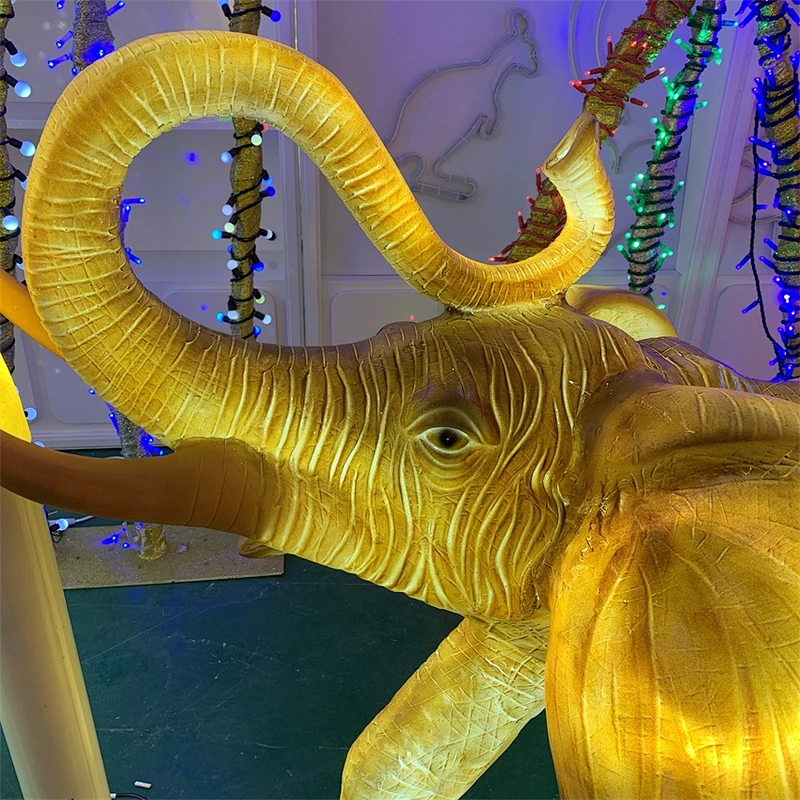 The elephant 3D eposy  sculpture  wholesale Landscape of supermarket Square Christmas  Decorations  LED  motif Light