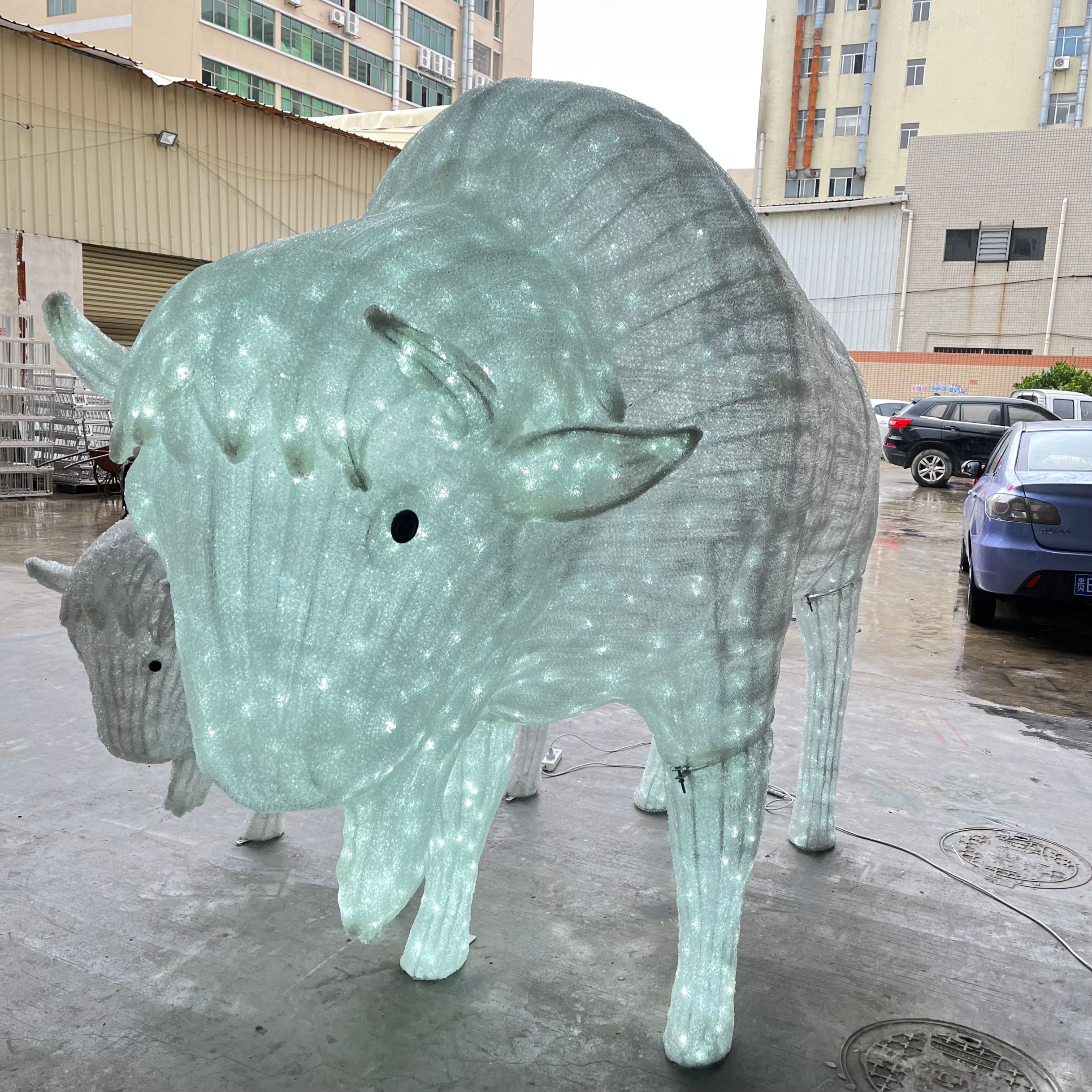 3D The cow  New Year Holiday  ornaments LED Sculpture motif light  customized landscape luminous  decoration