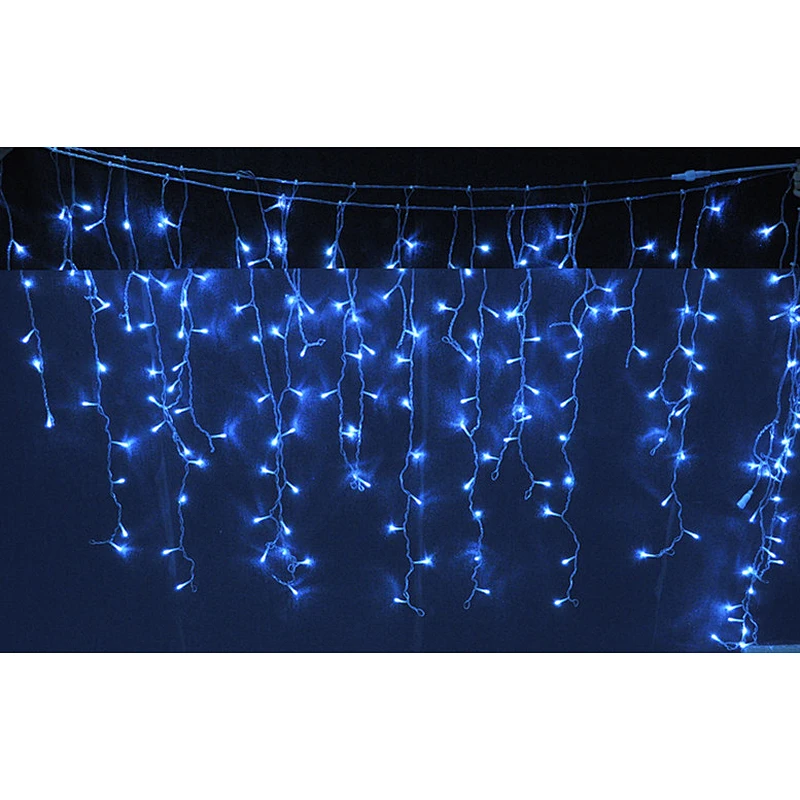 connectable outdoor 220v 2X1.5M  300LEDS led curtain icicle lights white rubber cable for holiday Christmas decoration