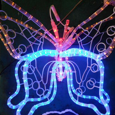 3D Aluminum Simulation luminous  Butterfly ornament Decoration wholesale Led  rope  motif Light