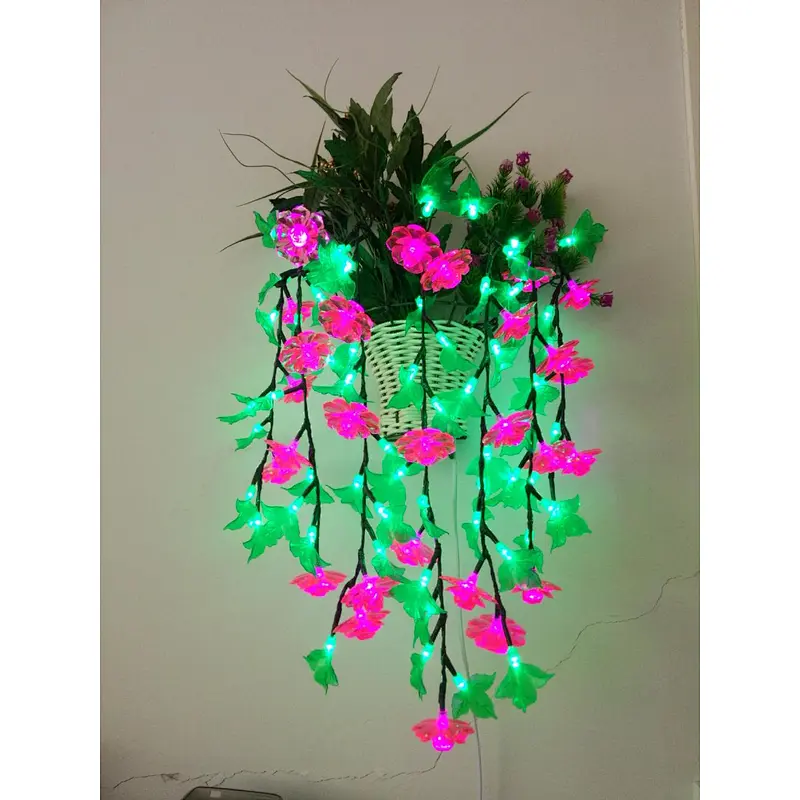 Indoor hanging basket potted flower simulation luminous decoration led motif light