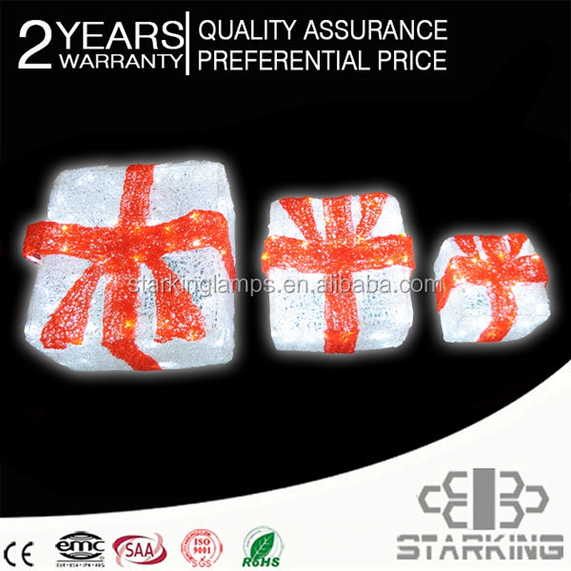 3D festival commercial landscape design project Road square park decoration large gift box LED motif light