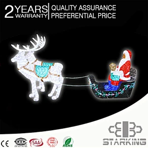 Large 3D outdoor waterproof luminous landscape design Santa's sleigh led motif light