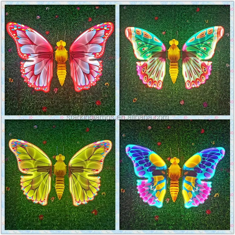 Outdoor waterproof Simulation luminous  Butterfly  ground Park Landscape Courtyard ornament Decoration wholesale Led  Light