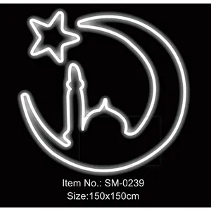 2D  eid crescent  Ramadan  The  Moon and candles Outdoor waterproof landscape decoration  led motif light