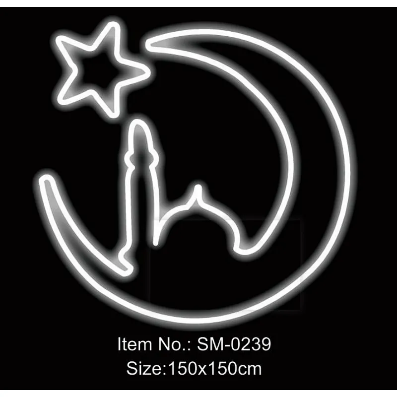 2D  eid crescent  Ramadan  The  Moon and candles Outdoor waterproof landscape decoration  led motif light