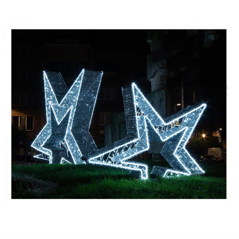 New 2d led moon and star shape motif light for ramadan Eid mubarak street decorations outdoor