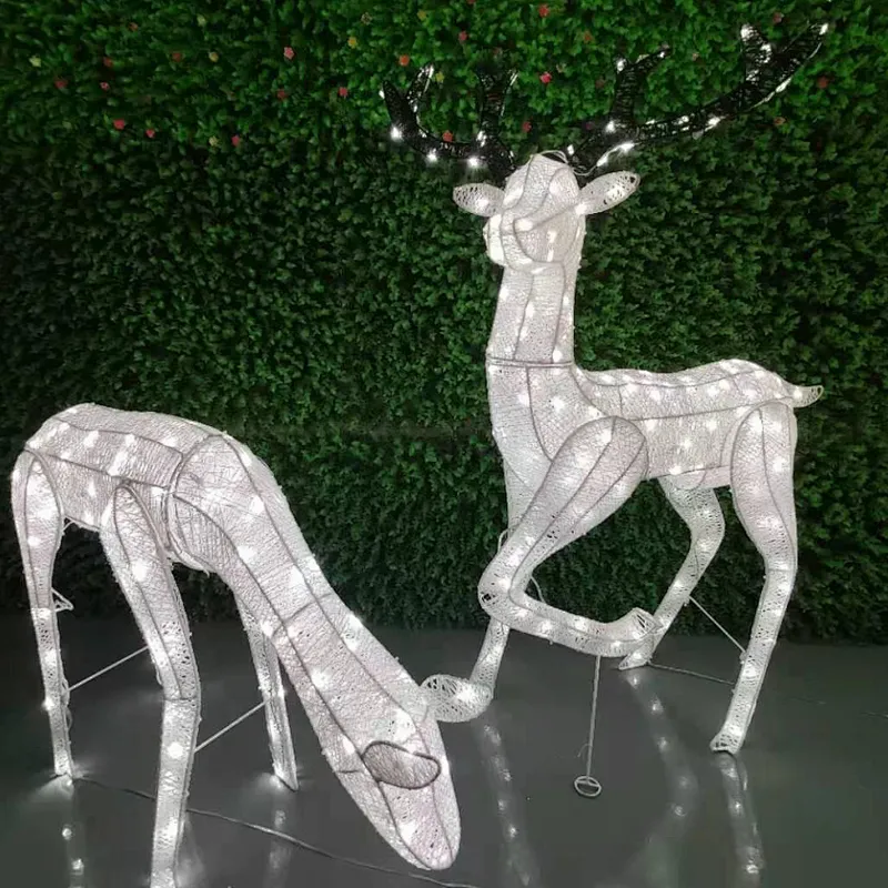 mini copper wire LED Christmas Reindeer Sled Rope String Deer Lights Motif Light