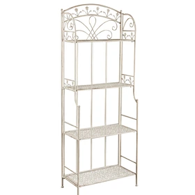 4-tier wrought iron plant stand white background | metal plant shelf | metal garden stand | PowerLon
