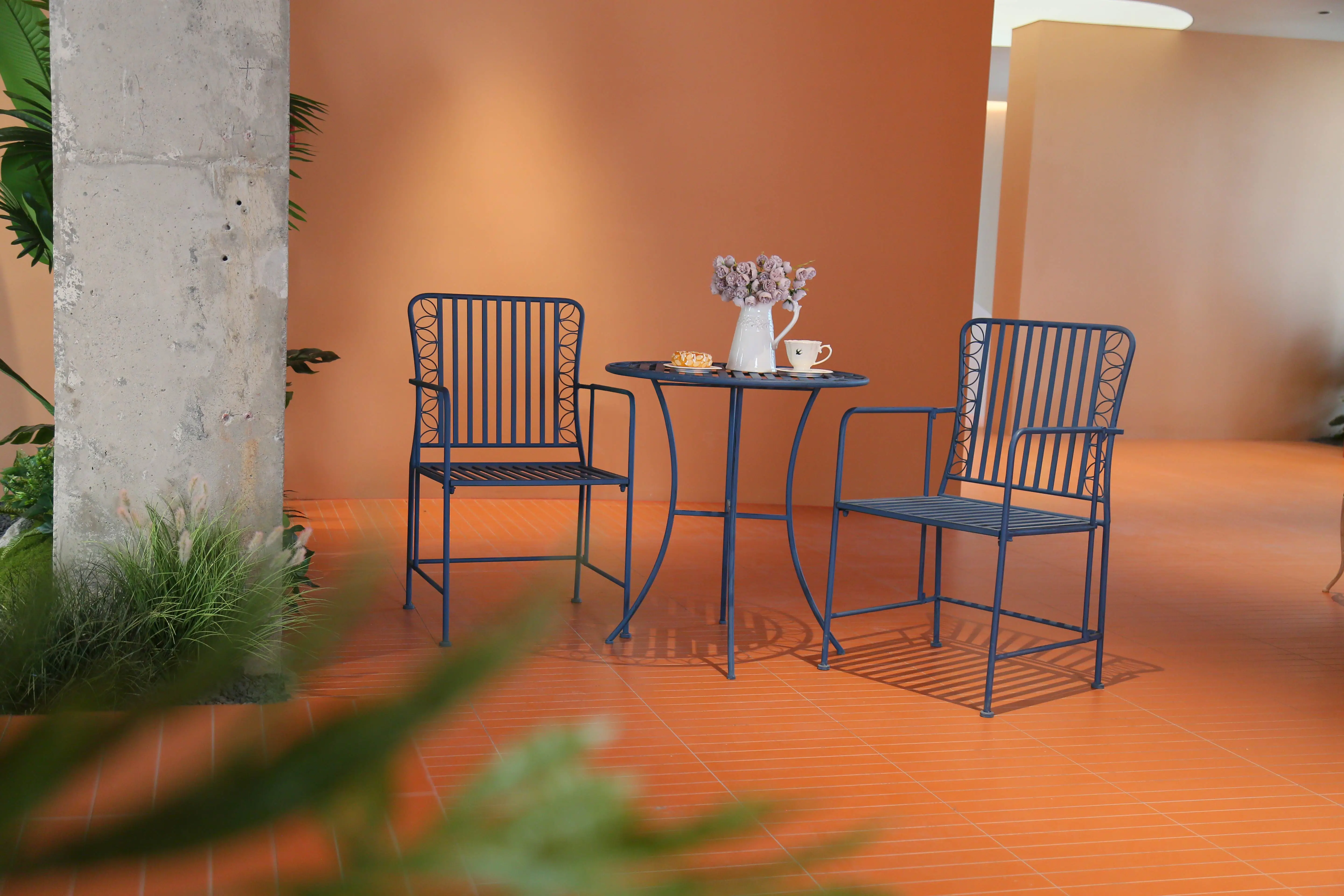 Metal chair in showroom
