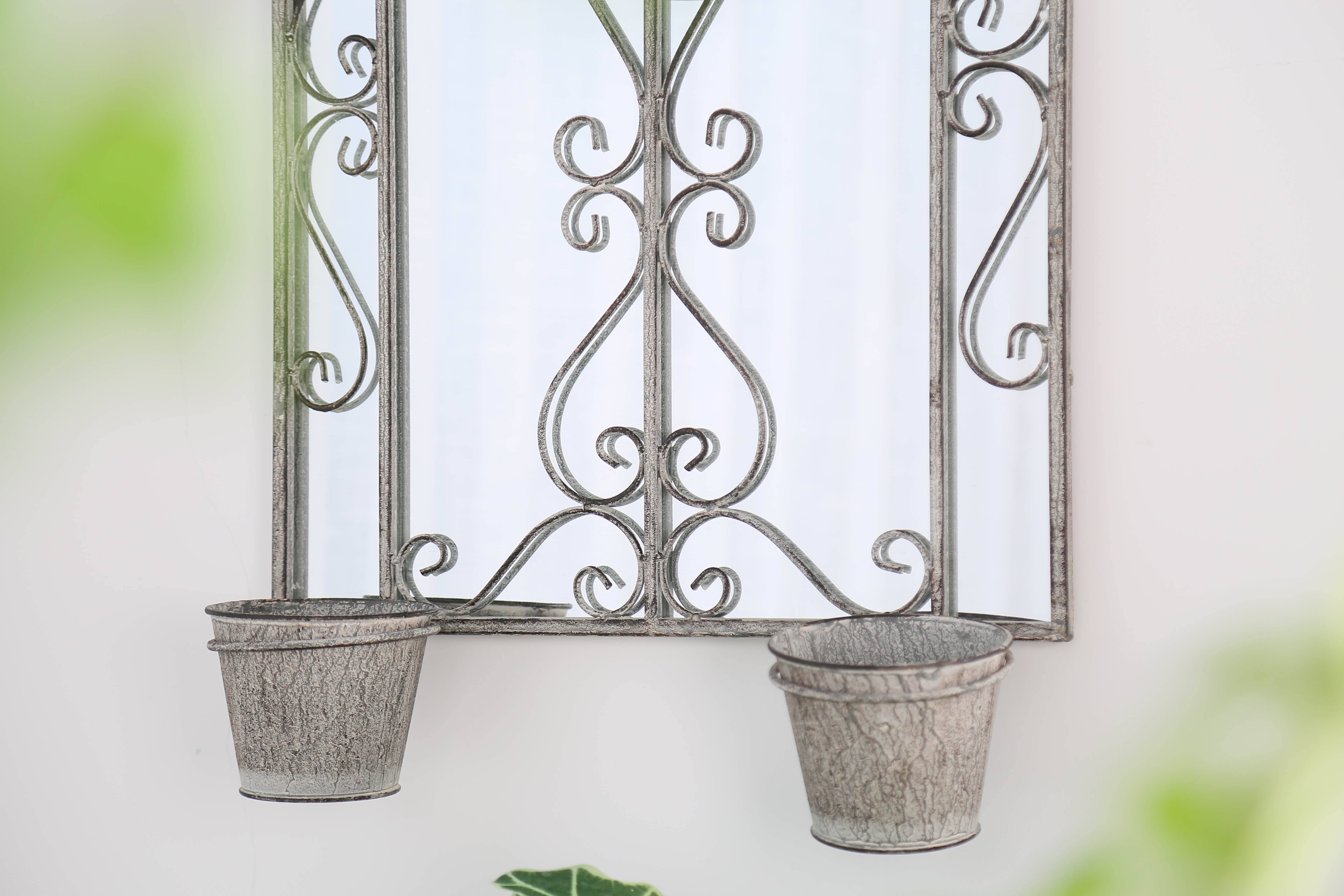 garden mirrror and mirror,mirrors of Alba Asymmetry Mirror Planter Frame close up view