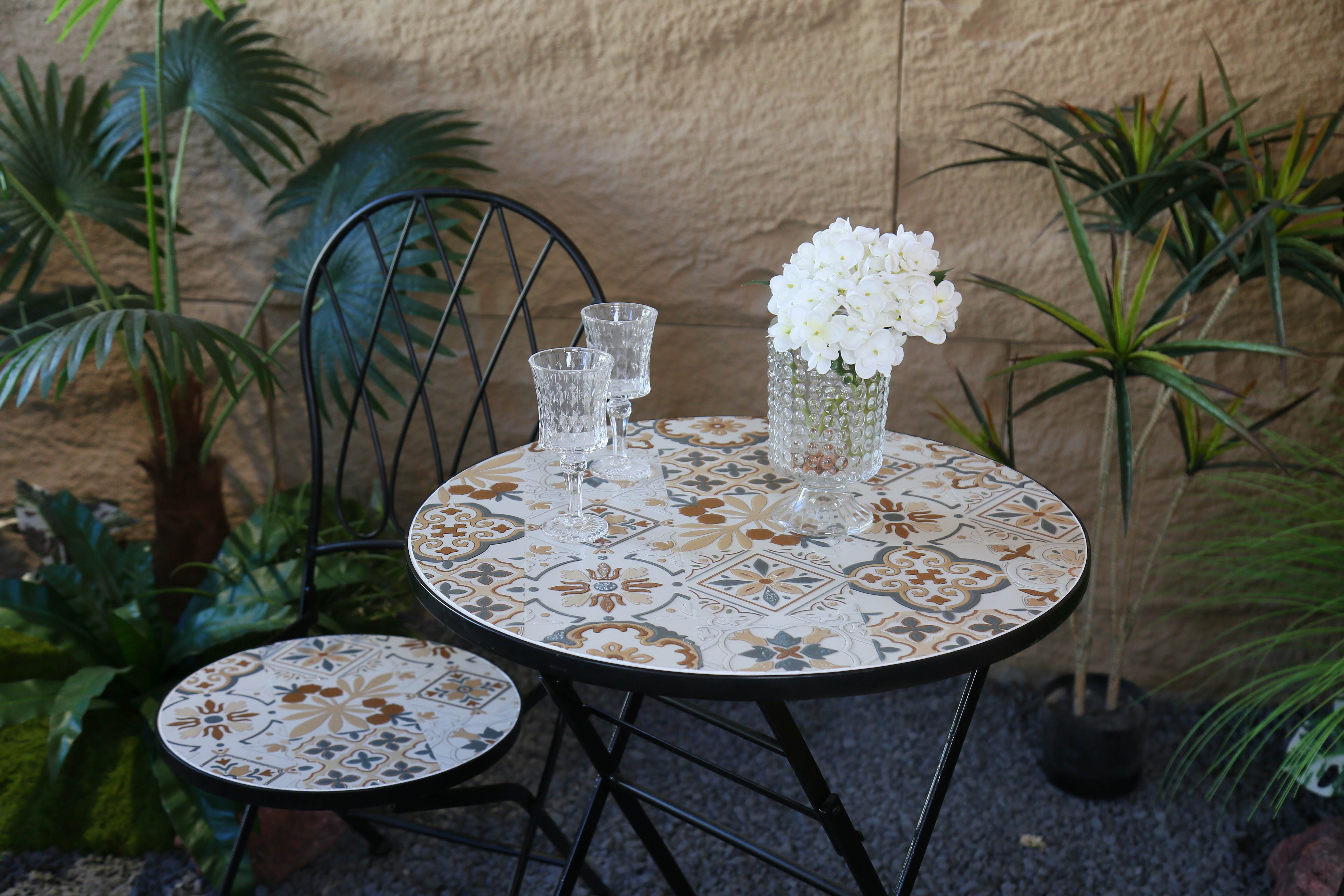 metal picnic tables stainless steel tables wrought iron patio furniture of Bohemian Mosaic Wrought Iron Patio Furniture at patio
