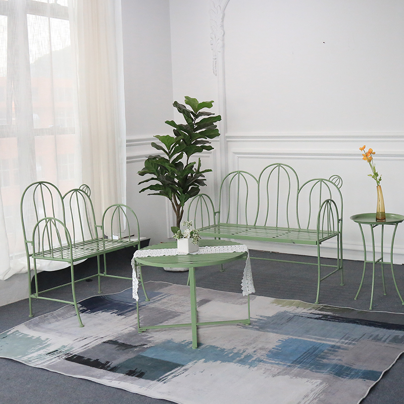 garden table wrought iron in showroom