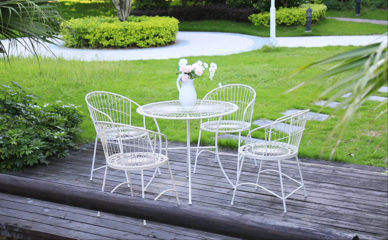 outdoor coffe table garden table and chairs patio dining sets of Lacy White Patio Dining Sets at park potio