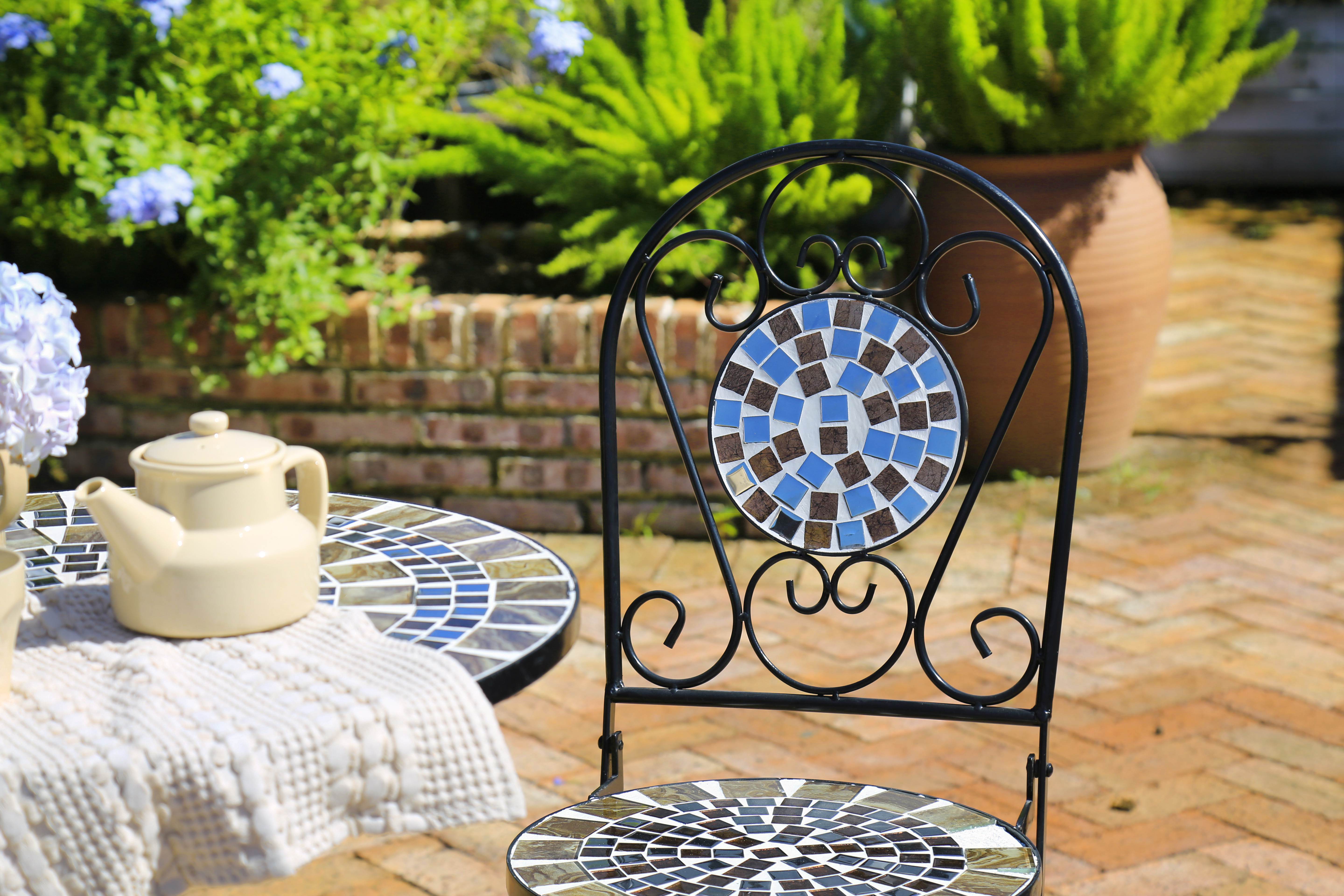 cafe table and chairs outdoor cafe setcafe furniture of Rustic Mosaic Outdoor Cafe Set at balcony