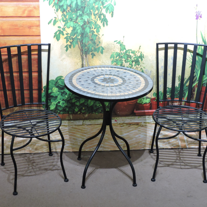 mosaic table outdoor furniture at showroom