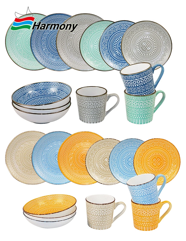 Stoneware Embossed Dinnerware With Metallic Rim,Stoneware Embossed Dinnerware,embossed dinnerware,embossed tableware set,Stoneware Embossed Dinnerware With brown Rim