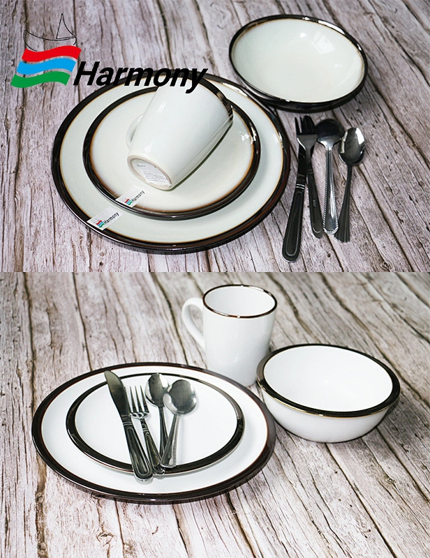 color glaze, ceramic tableware, color glaze with golden rim dinner set