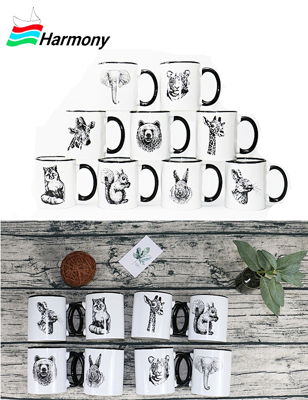 Stoneware decal printing animal straight mug