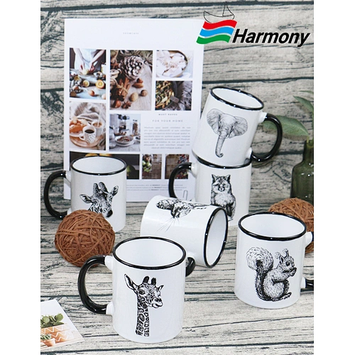 Stoneware decal printing animal straight mug