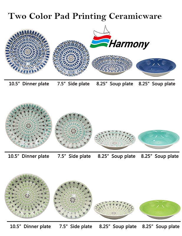 Two color pad printing ceramicware