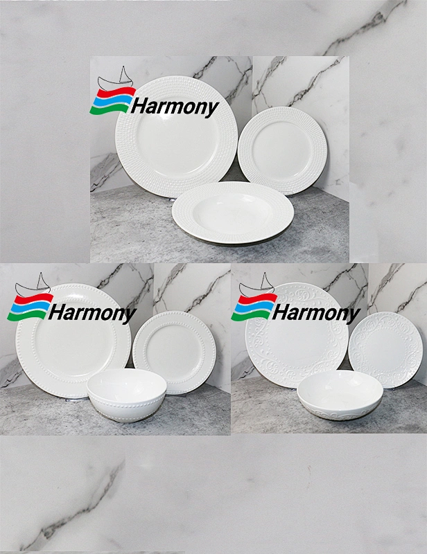 new bone china, ceramicware, embossed new bone china dinner set