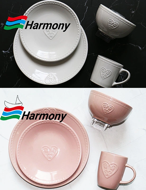 embossed dinnerware, color galze, tableware, embossed heart dinner set