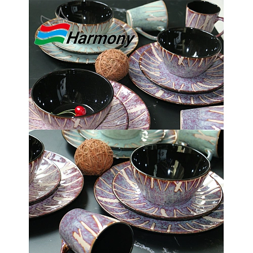 Embossed Reactive Color Glaze Stoneware Dinner Set