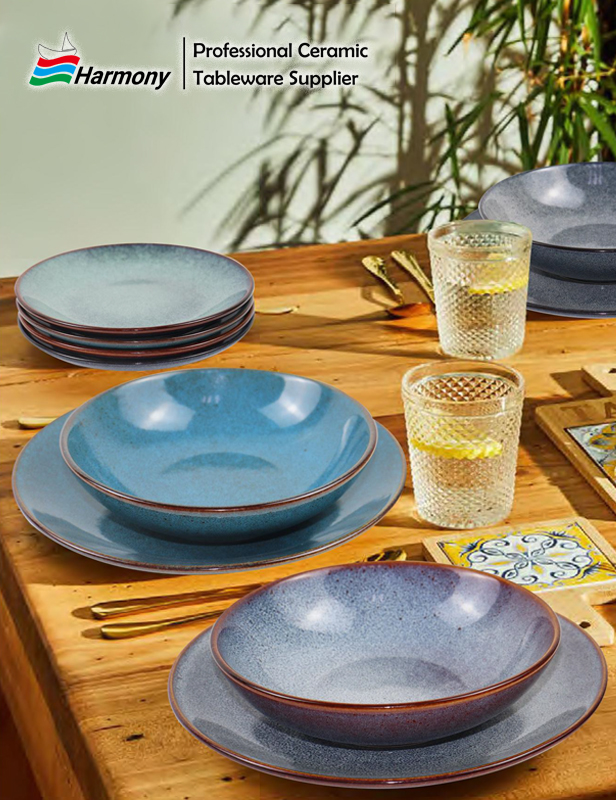 stoneware reactive dinner set