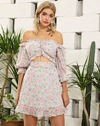 print off the shoulder dress