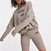 custom crew neck logo two piece sets sweatshirt and shorts set women