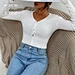 Ribbed Knit Button Front Crop Top