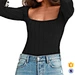 black long sleeve square neck bodysuit