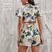 Floral Tropical Print Crop Wrap Top With Shorts