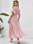 ruffle v neck dress
