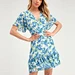 floral frill dress，dark blue floral dress，red floral summer dress