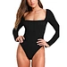 black long sleeve square neck bodysuit