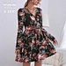 Newest Custom Design Women Clothing Cotton V neck A Line Boho Dress Floral Print Overlap Collar Mini Women Ladies Dress